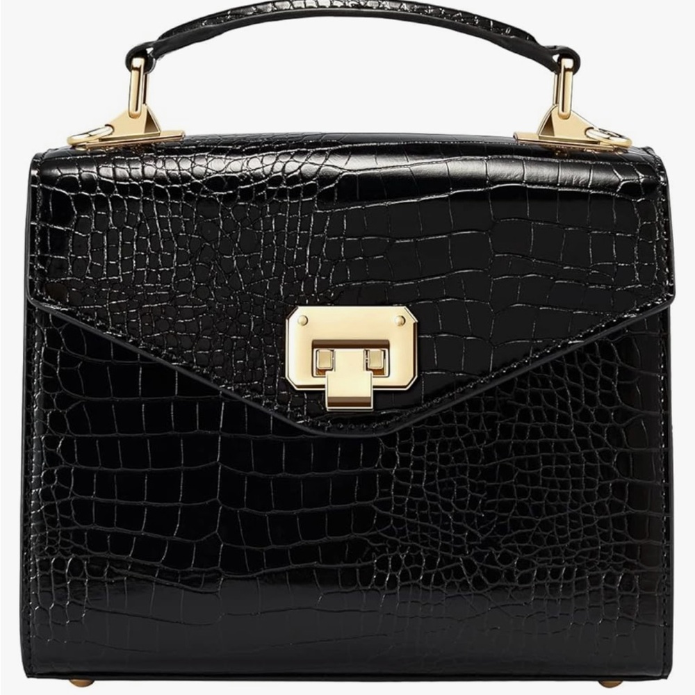 Victoria Hyde Black Croc-Embossed vegan leather Bag 
NWOT